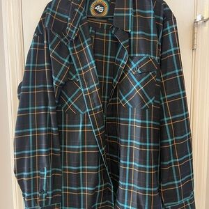 DIXXON Black and Teal Plaid Shirt Jacket